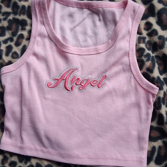 no brand Tops - Pink Angel Crop Tank